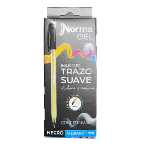 BOLIGRAFO MED. GEL TR  AZUL  C/12  NORMA - NEGRO