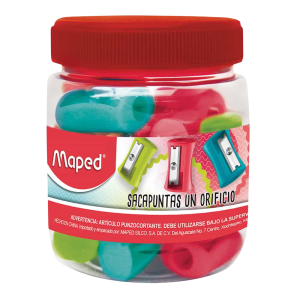 SACAPUNTA ESCOLAR PLASTICO COLORES SURTIDOS VIVO CON 25 MAPED