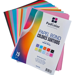 PAPEL CARTA 100 HOJAS COLORES SURTIDOS CON 10 COLORES PADI