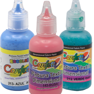 PINTURA TEXTIL 30ML COLORES DIAMANTADOS Y METALICOS CONFETTI