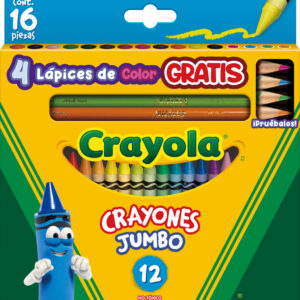 CRAYON JUMBO COLORES SURTIDOS CON 12 CRAYONES MAS 4 LAPICES CRAYOLA