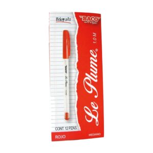 BOLIGRAFO MEDIANO LE PLUME CON 12 PIEZAS BACO - ROJO