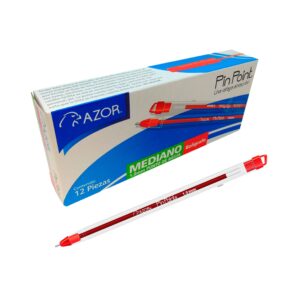 BOLIGRAFO MEDIO PIN POINT CON 12 PIEZAS 6830 AZOR - ROJO