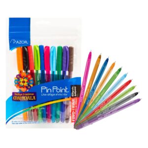 BOLIGRAFO PUNTA FINA PIN POINT RETRACTIL FASHION CON 10 PIEZAS AZOR