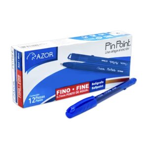 BOLIGRAFO PUNTA FINA PIN POINT CON 12 PIEZAS 6810 AZOR - AZUL