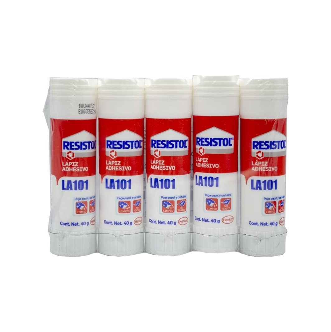 LAPIZ ADHESIVO DE 40 GRS RESISTOL CON 5 PIEZAS