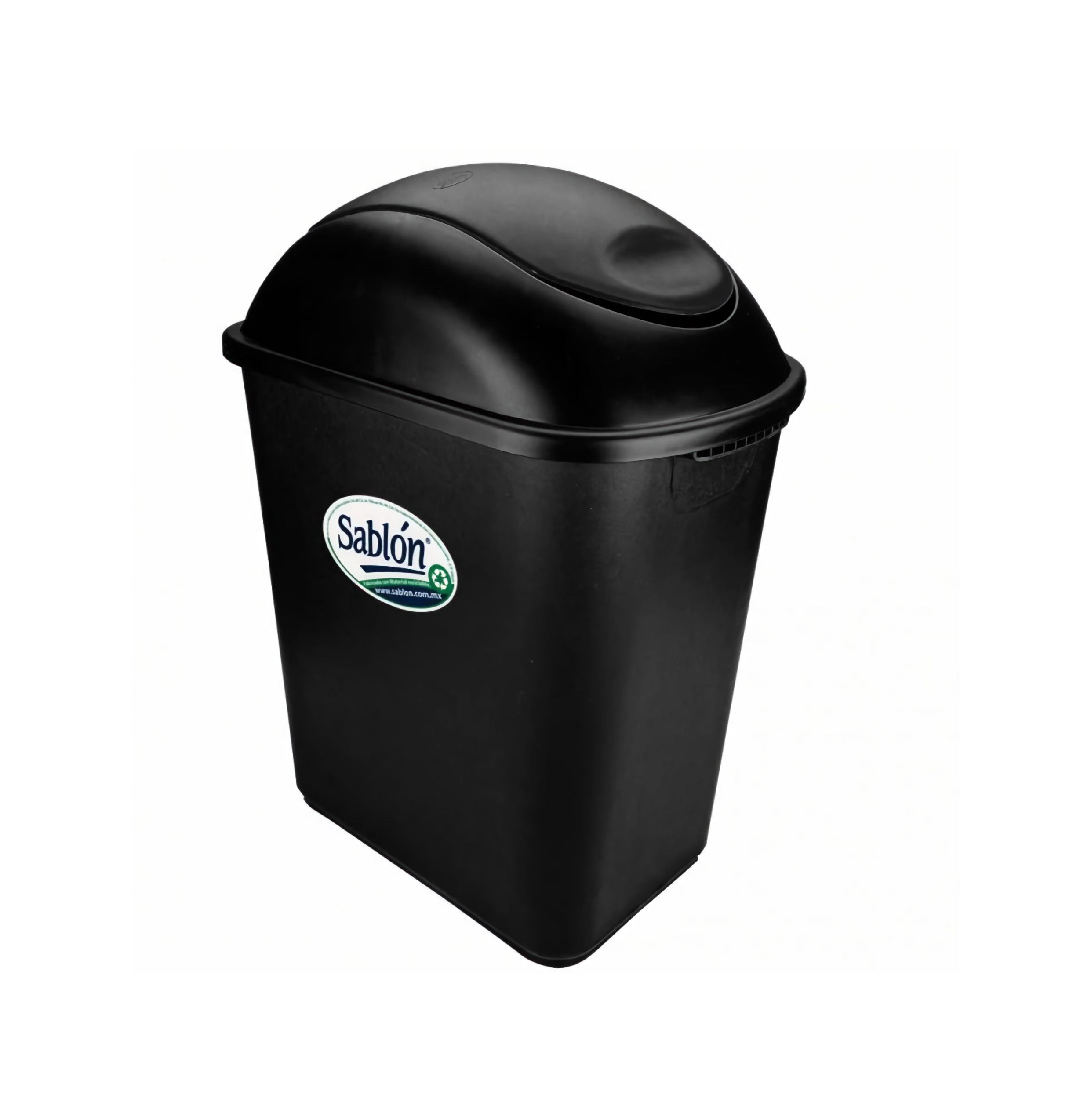 CESTO DE PLASTICO PARA BASURA CON BALANCIN NEGRO CAPACIDAD 26LT SABLON AZOR