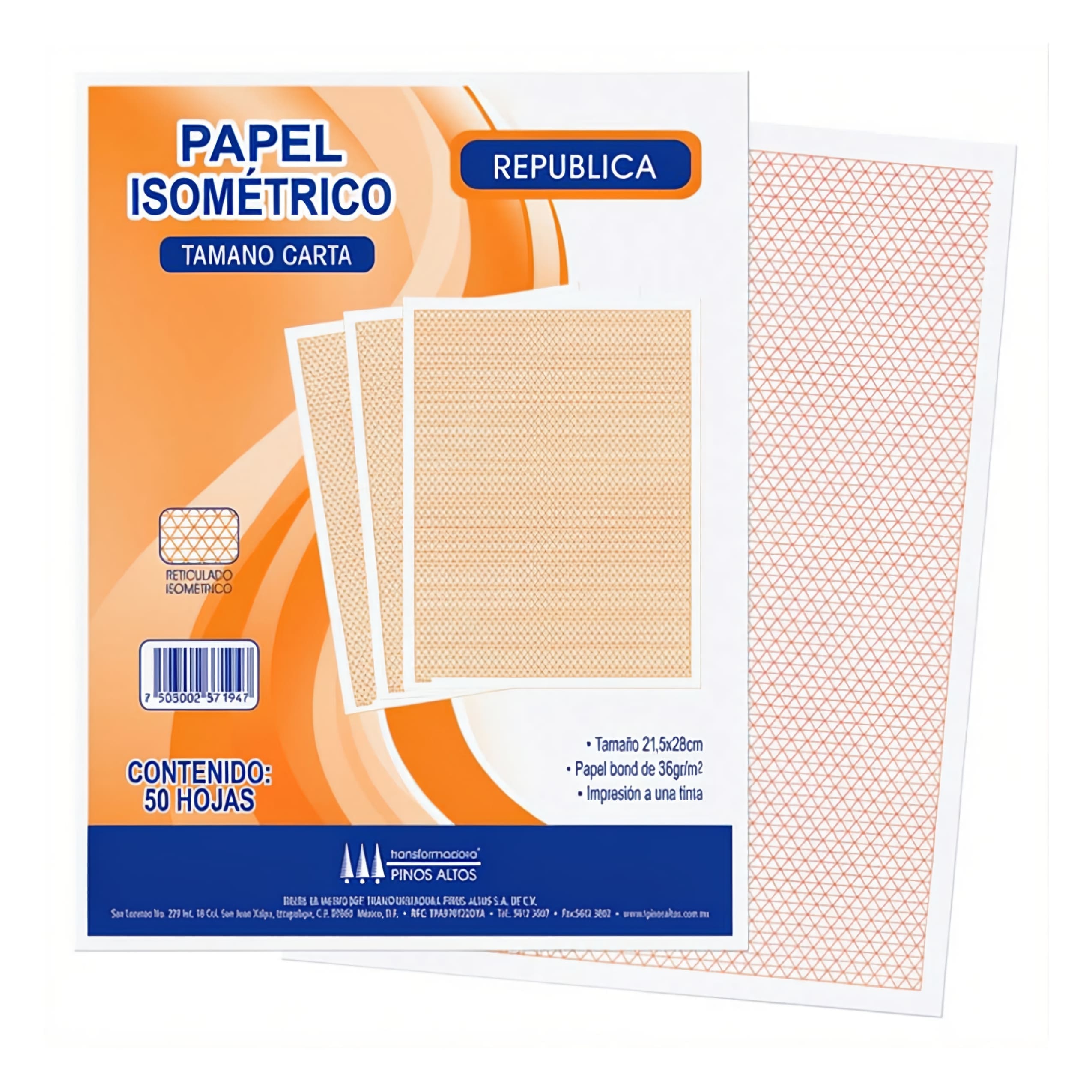 BLOCK ISOMETRICO CARTA 50 HOJAS REPUBLICA - PINOS ALTOS