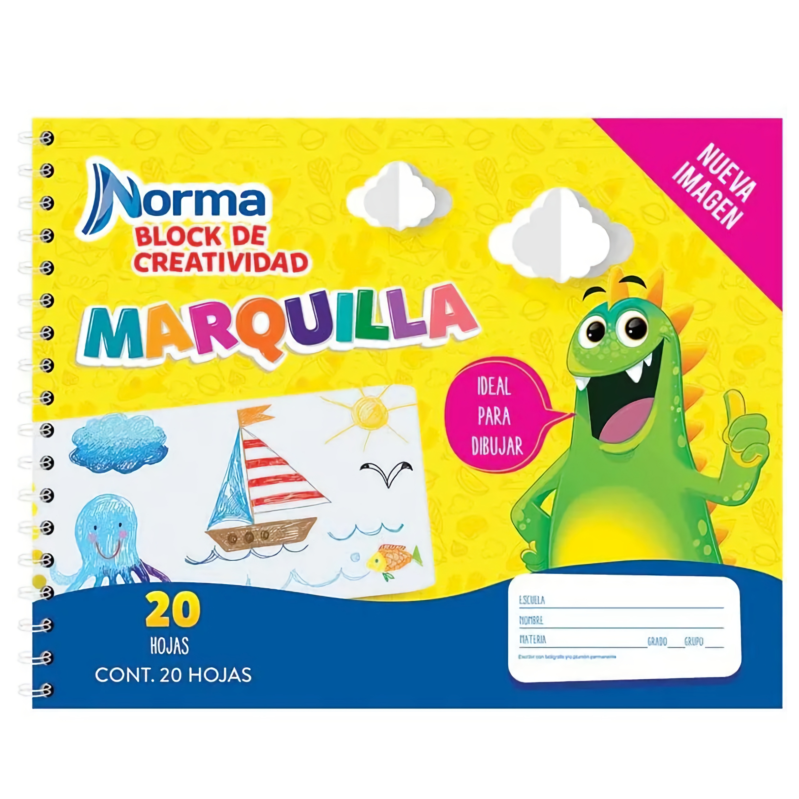 CUADERNO DE DIBUJO CON ESPIRAL MARQUILLA 20 HOJAS NORMA