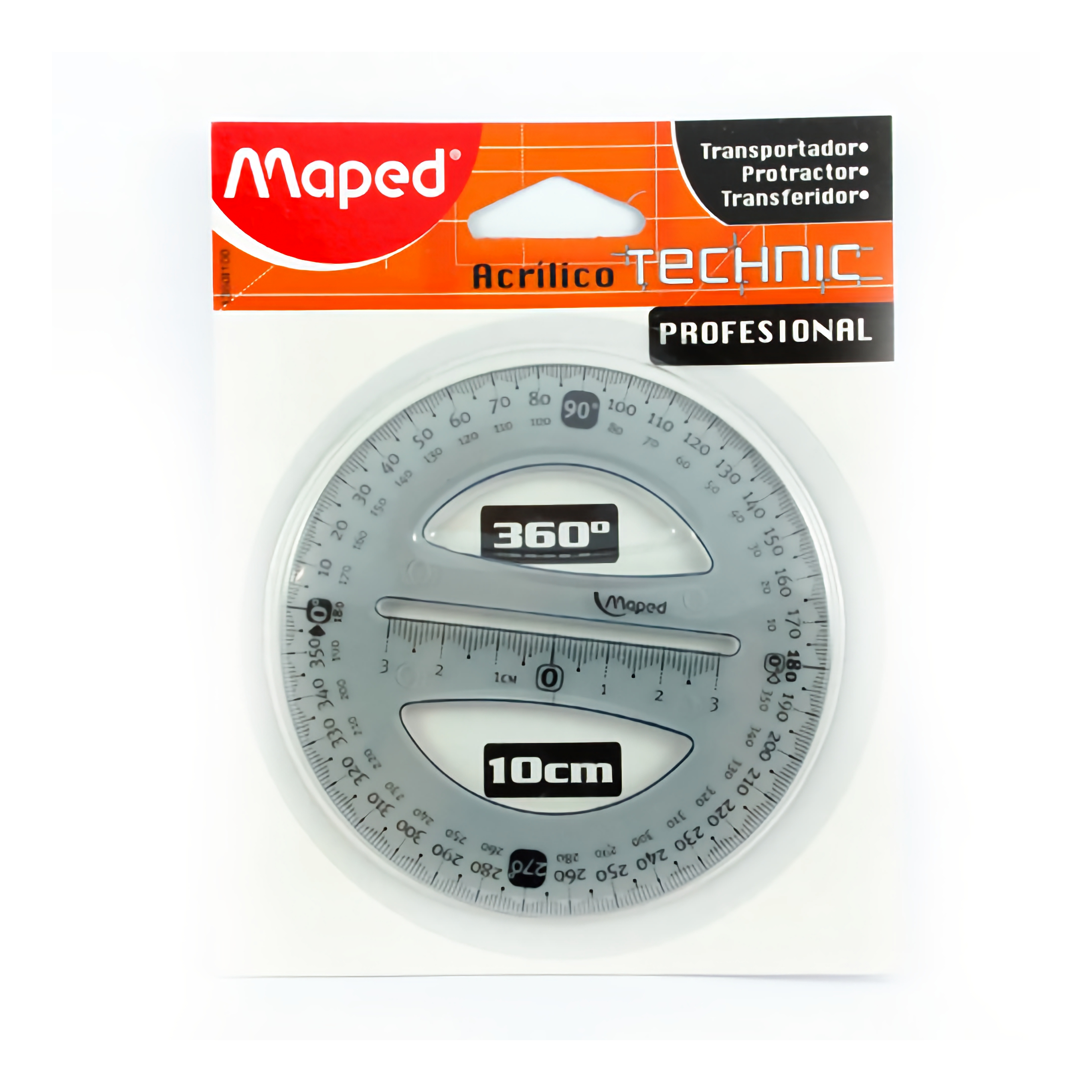 TRANSPORTADOR PROFESIONAL 360 GRADOS 10CMS SILCO - MAPED