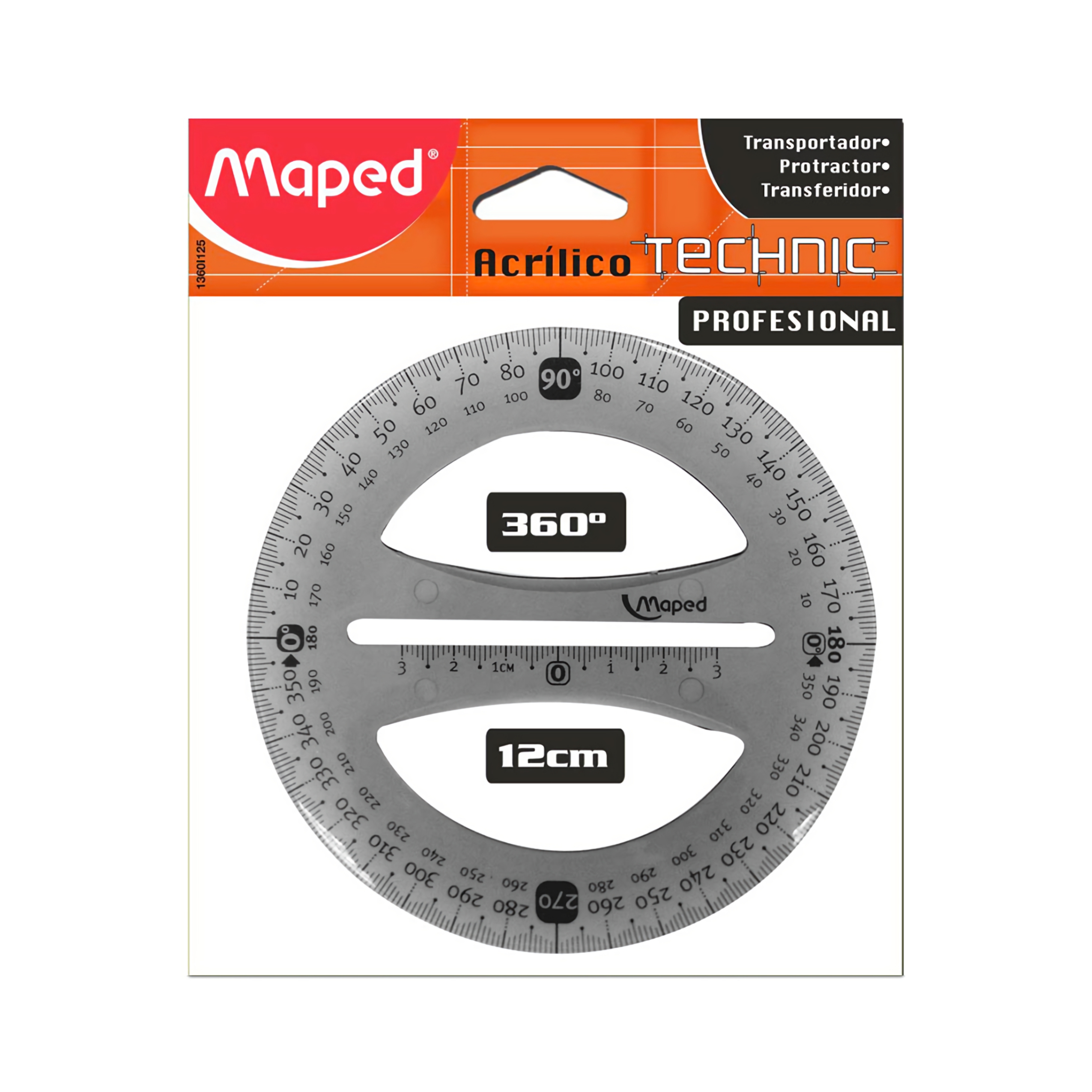 TRANSPORTADOR PROFESIONAL 360 GRADOS 12CMS SILCO - MAPED