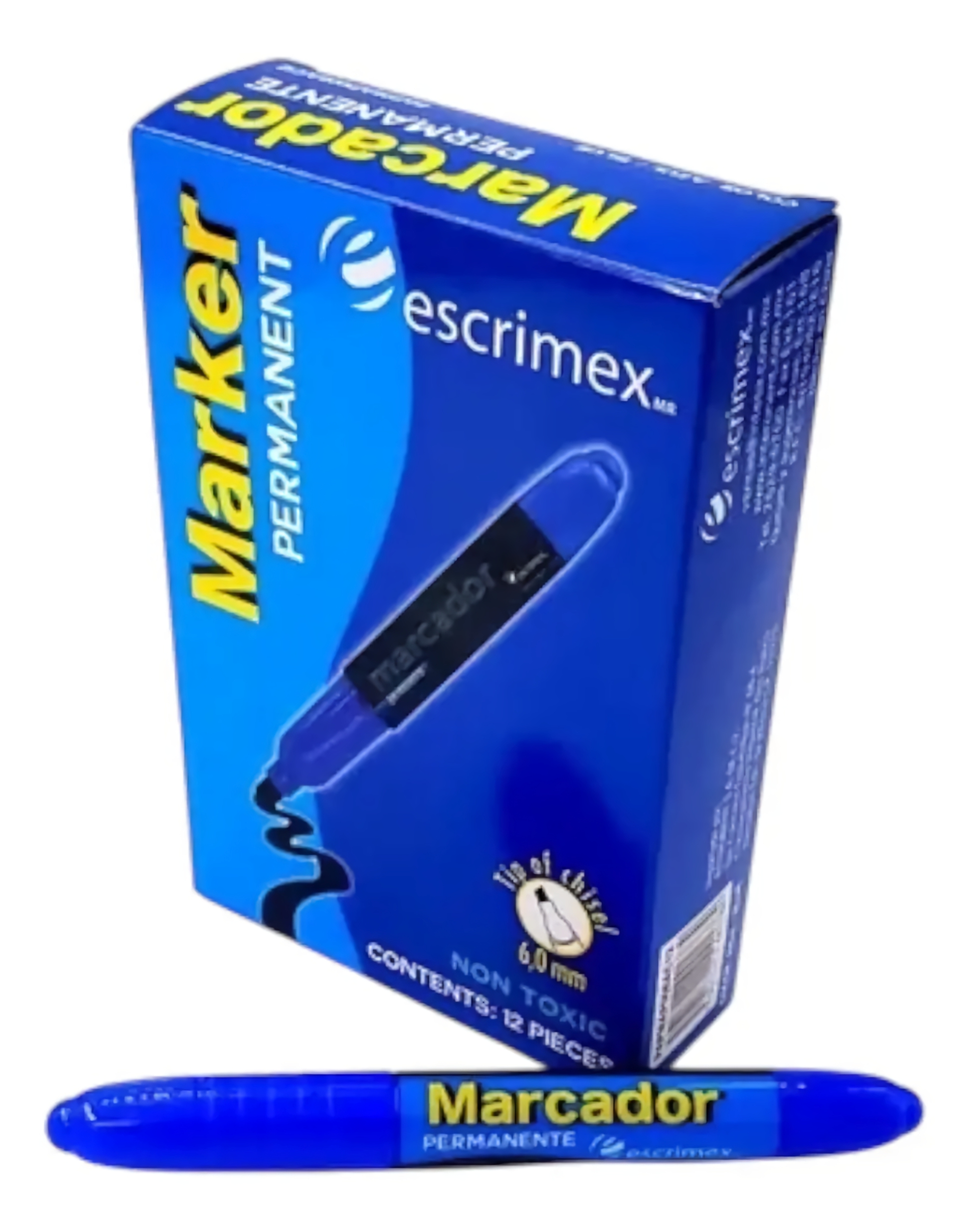 MARCADOR PERMANENTE CON 12 PIEZAS AZUL ESCRIMEX