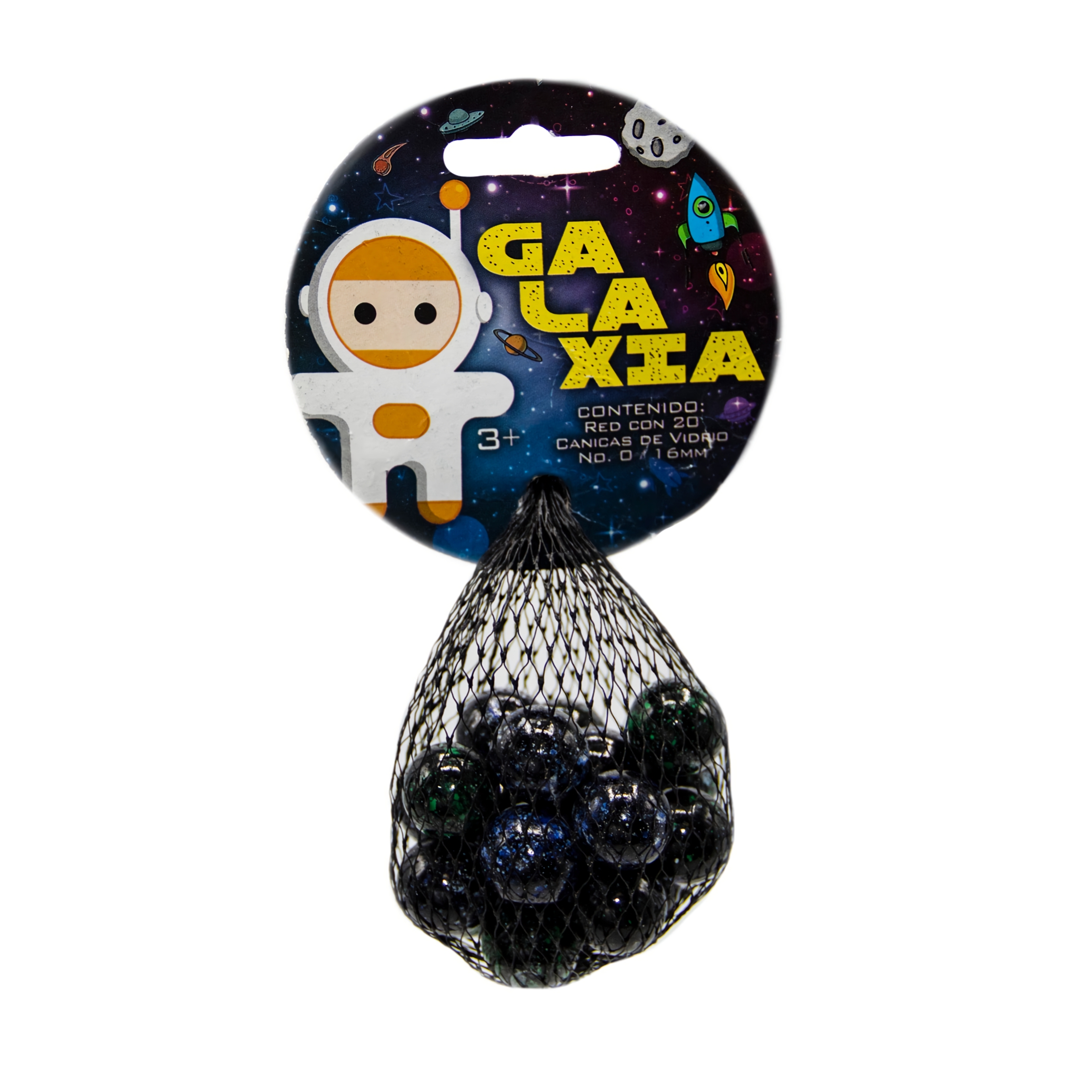 CANICA DE VIDRIO GALAXIA CON 20 PIEZAS #0 VACOR