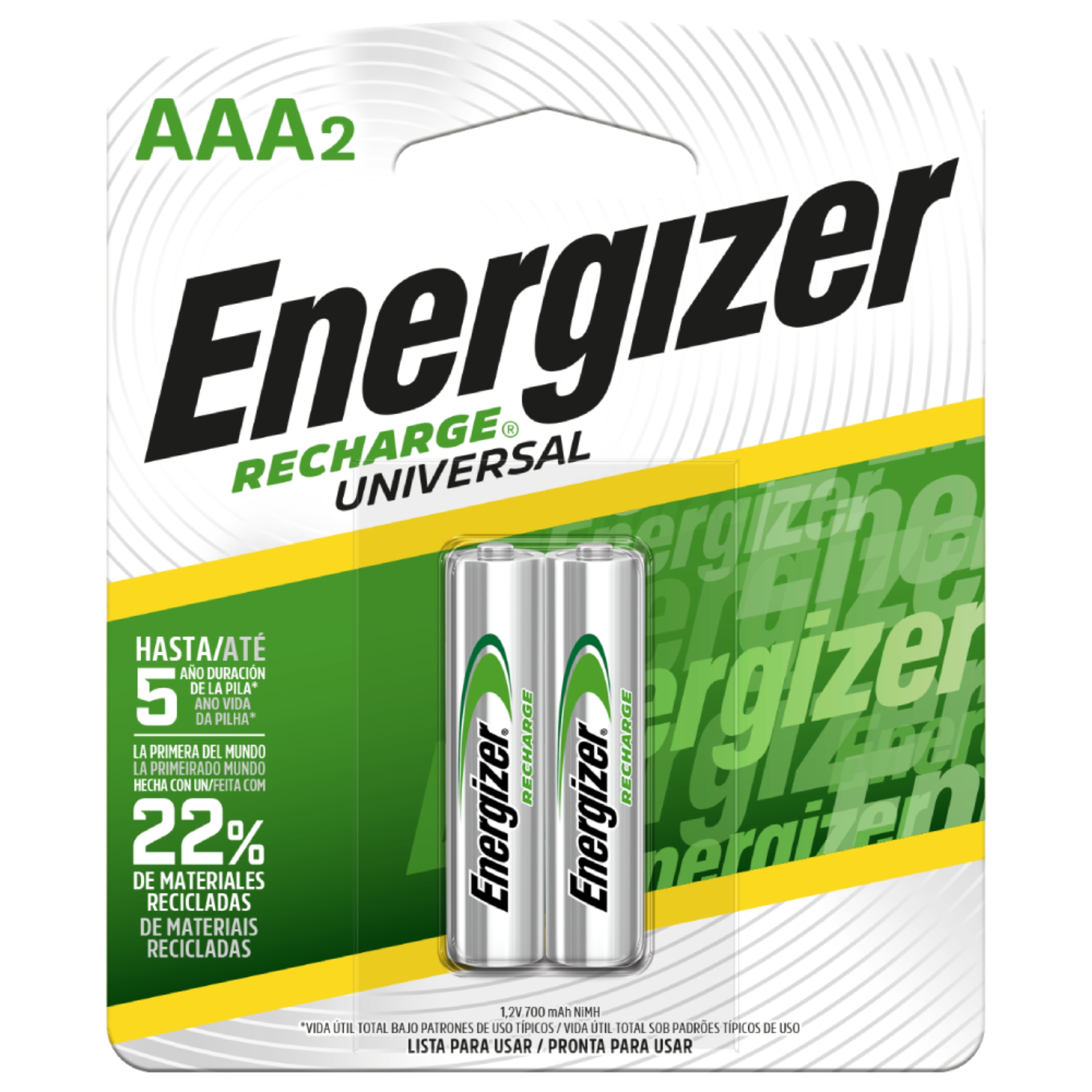 BATERIA RECARGABLE "AAA" CON 02 PIEZAS ENERGIZER