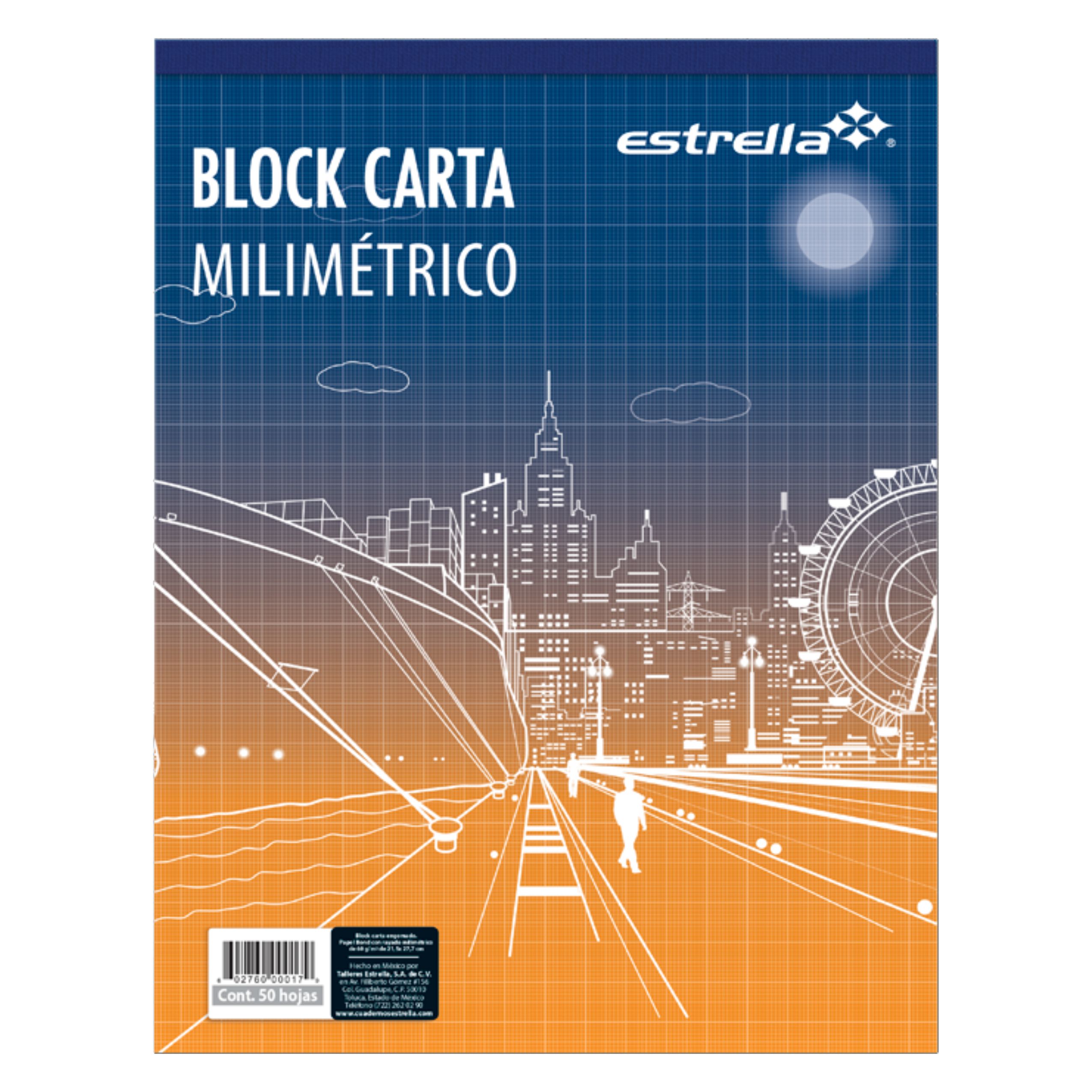 BLOCK MILIMETRICO TAMAÑO CARTA CON 50 HOJAS N°17 ESTRELLA