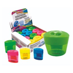 SACAPUNTA ESCOLAR DE PLASTICO 2 USOS CON DEPOSITO CON 12 PIEZAS PASCUA