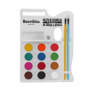 ACUARELA CON 12 COLORES CON 2 PINCELES ACP12 BARRILITO