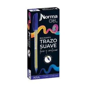 BOLIGRAFO PUNTA FINA GEL CON 12 PIEZAS AZUL NORMA