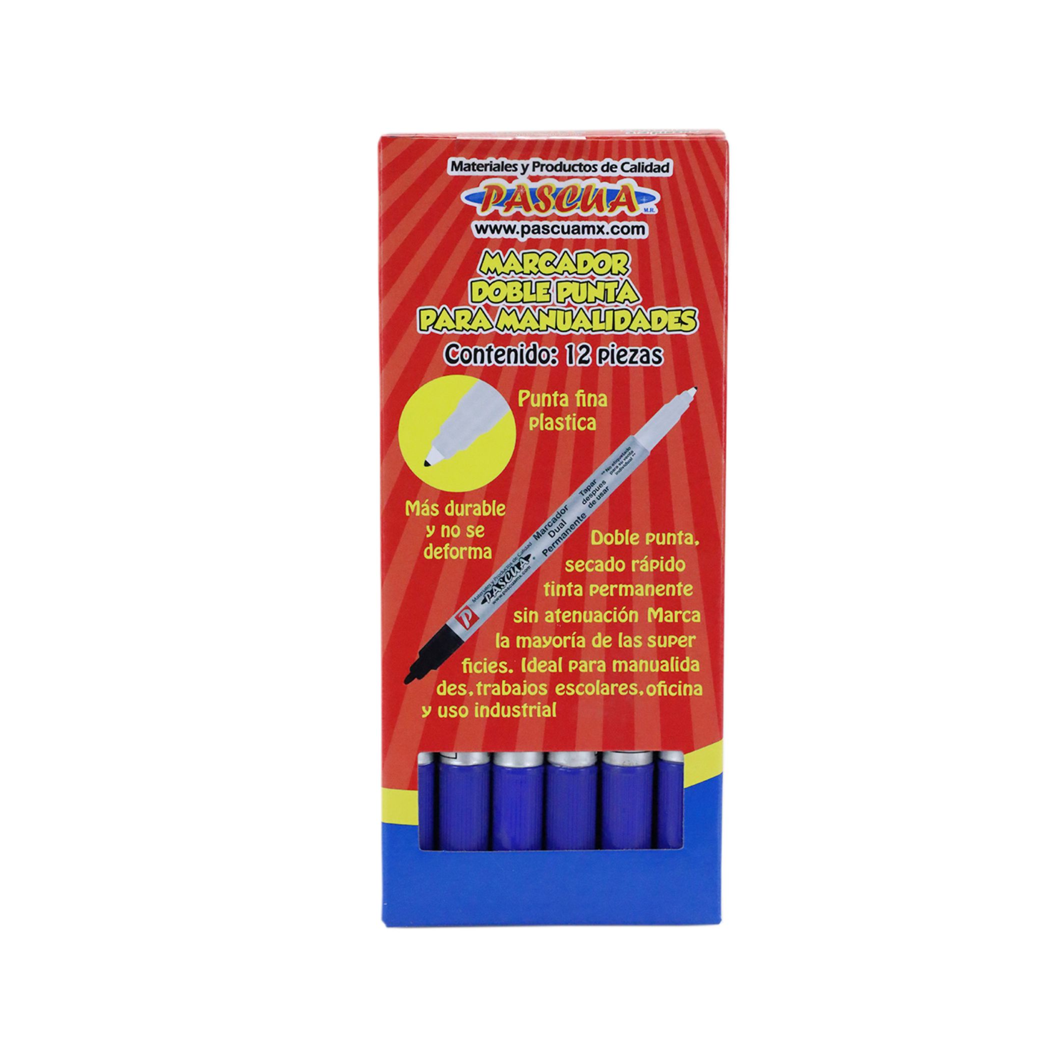 MARCADOR PERMANENTE DOBLE PUNTA AZUL CON 12 PIEZAS PASCUA