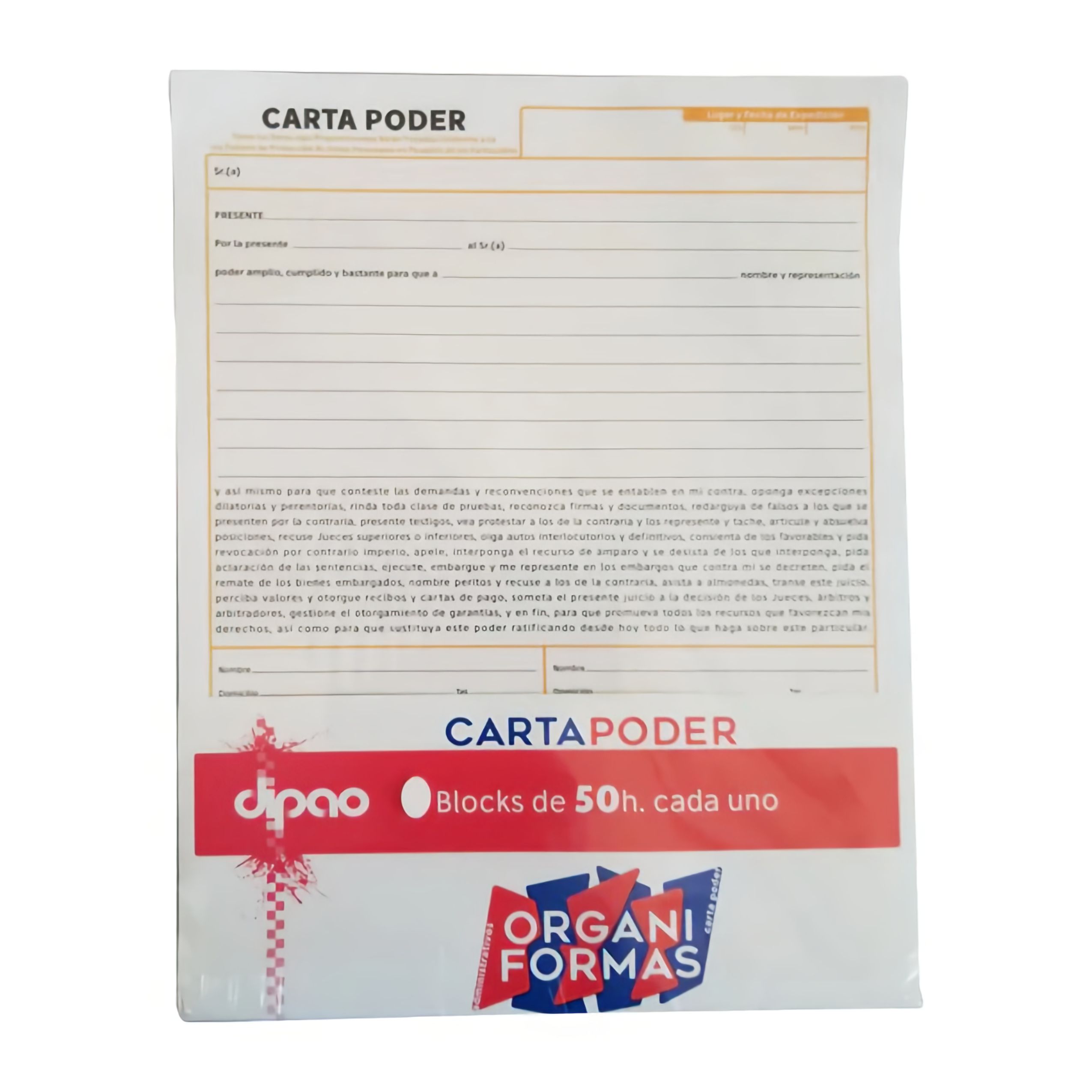 BLOCK CARTA PODER 50 HOJAS CP-50 DIPAO