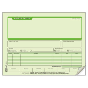 BLOCK 1011 CHEQUE POLIZA 1/2 OFICIO 25 JUEGOS PRINTAFORM