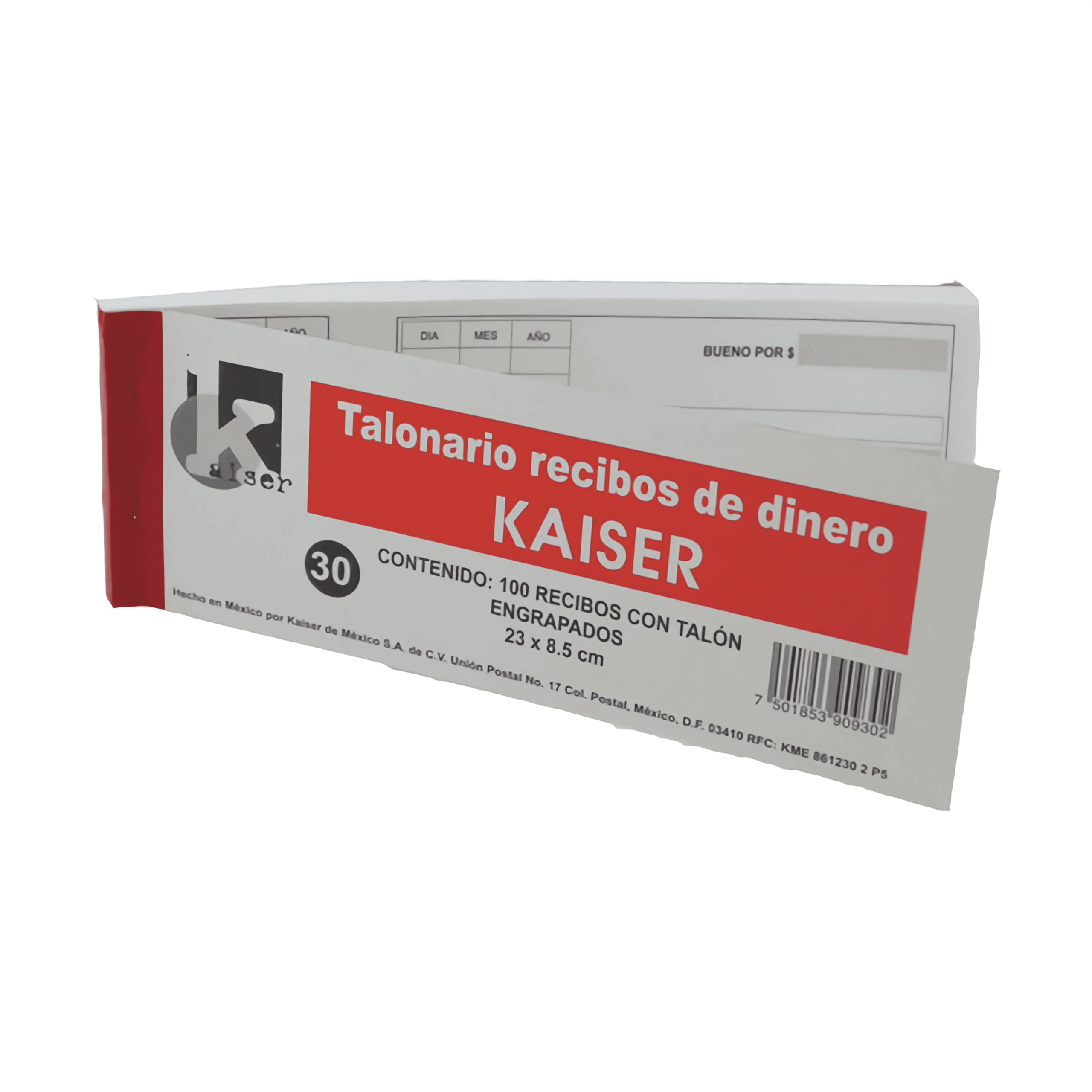 BLOCK RECIBO DE DINERO 100 HOJAS T30 KAISER