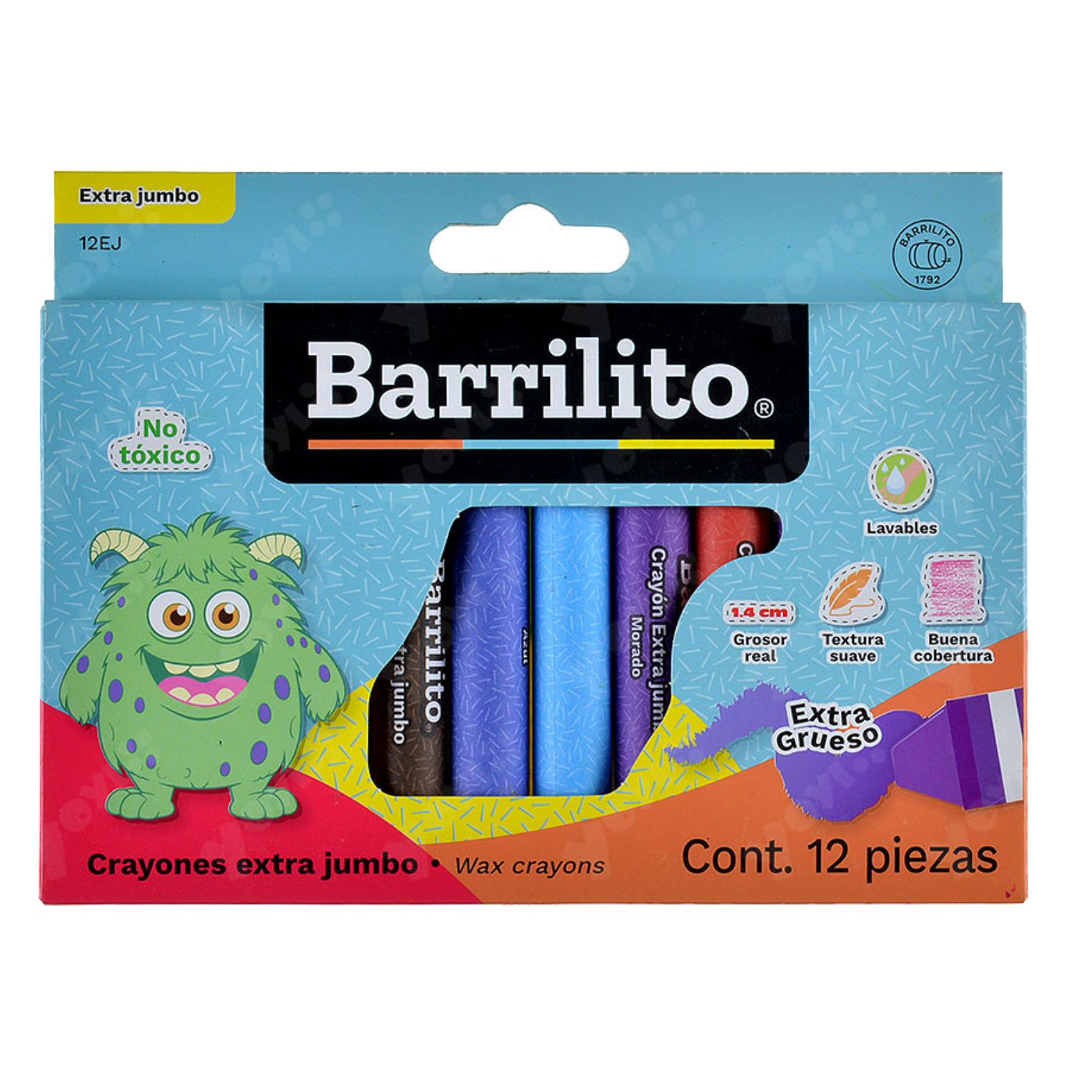 CRAYON EXTRA JUMBO CON 12 PIEZAS 12EJ BARRILITO