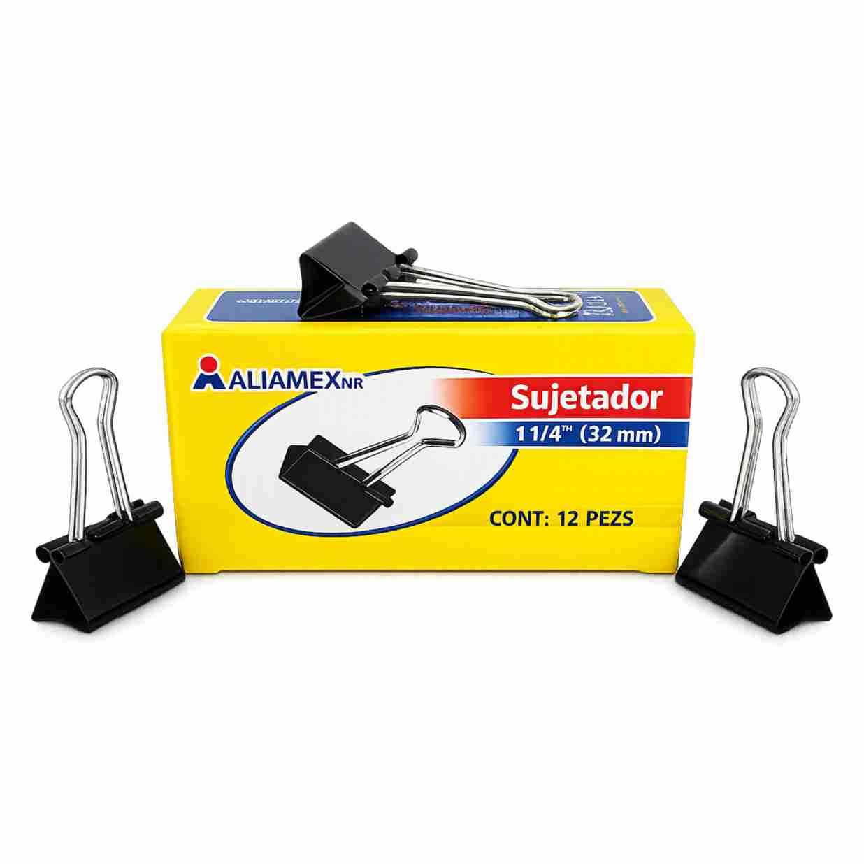 BROCHE SUJETA DOCUMENTOS DE 32MM CON 12 PIEZAS ALIAMEX