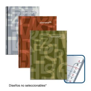 LIBRETA PASTA DURA FORMA FRANCESA RAYA CON 192 HOJAS CON INDICE ESTRELLA