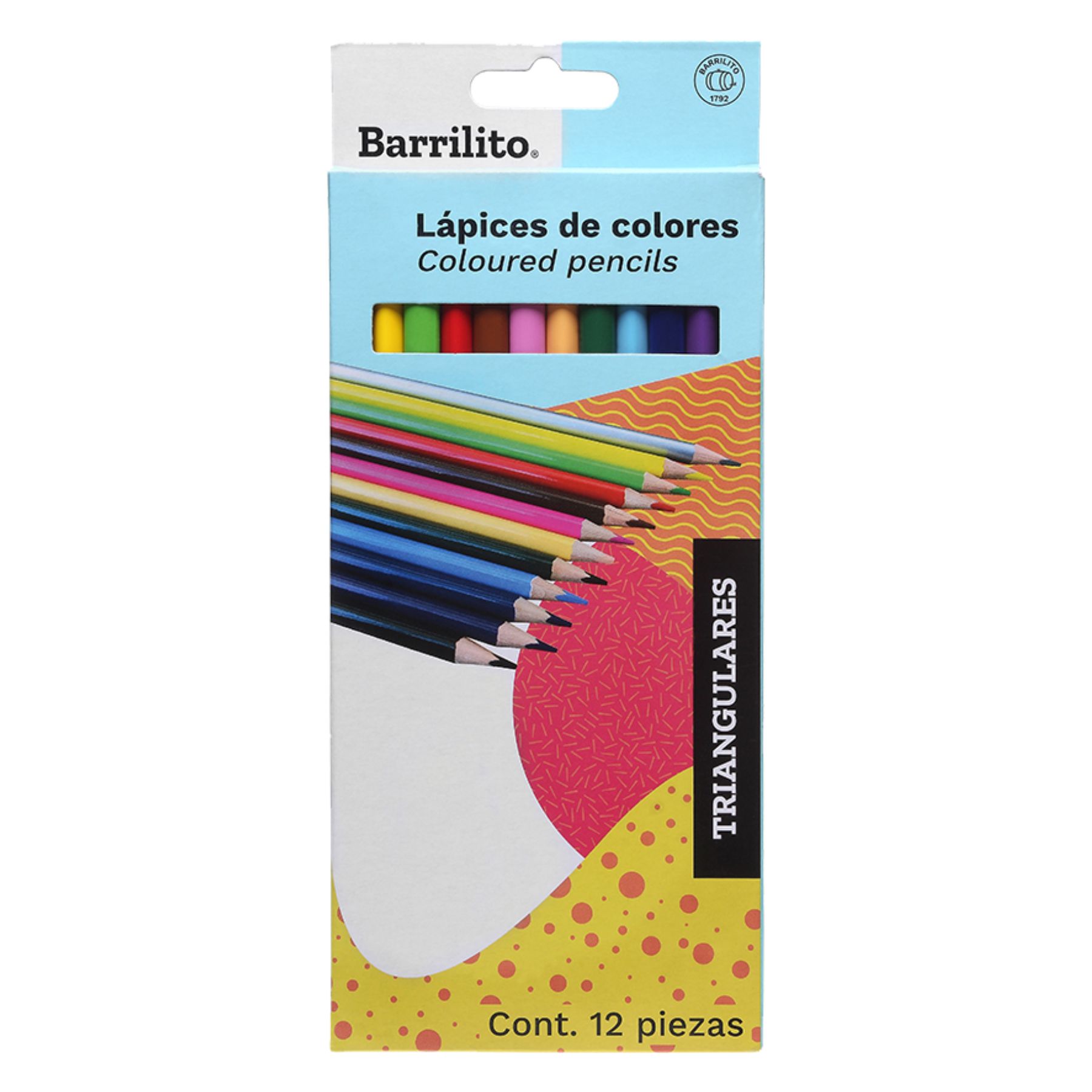 LAPIZ DE COLOR CON 12 PIEZAS LARGOS TRIANGULARES BARRILITO