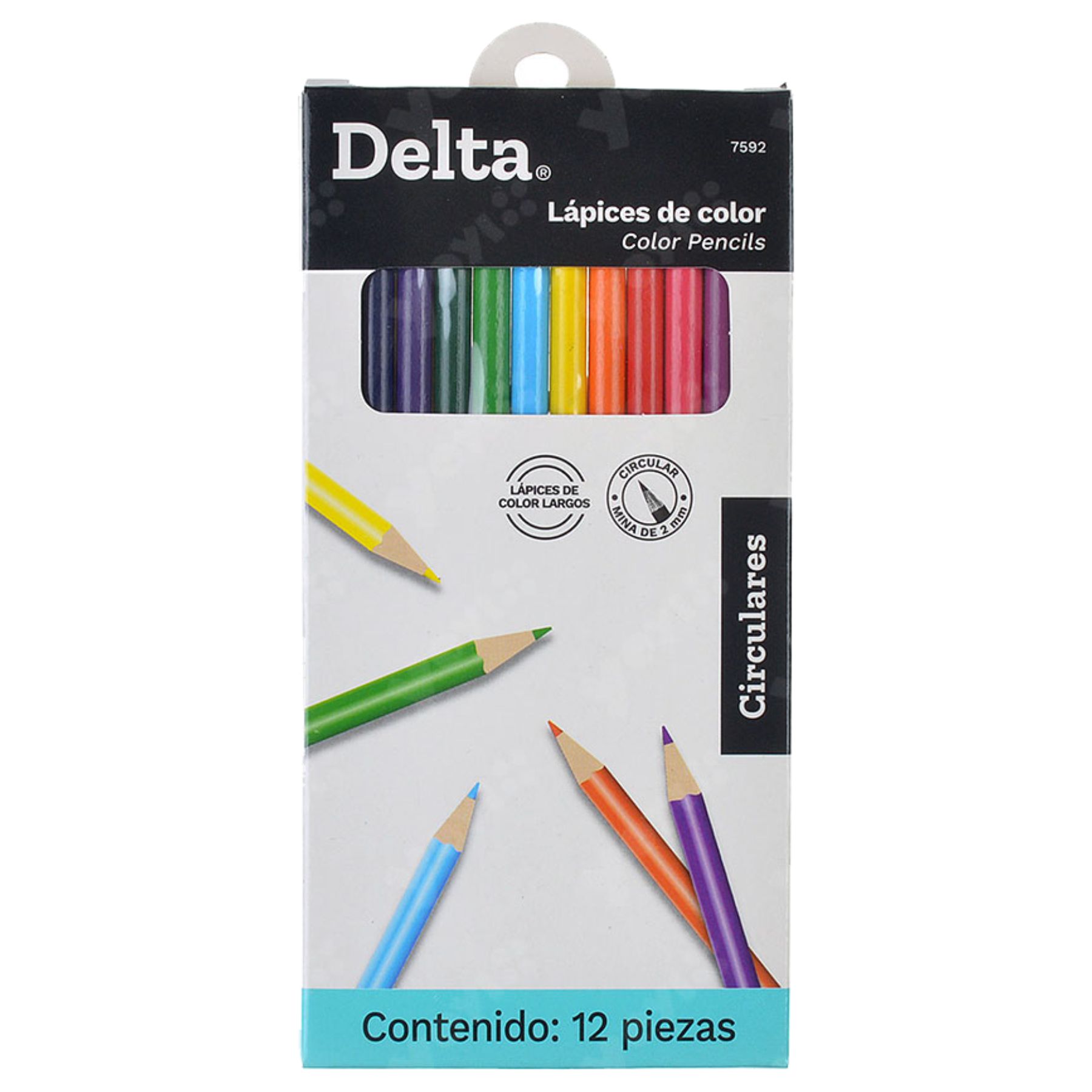 LAPIZ DE COLOR LARGOS CON 12 PIEZAS DELTA