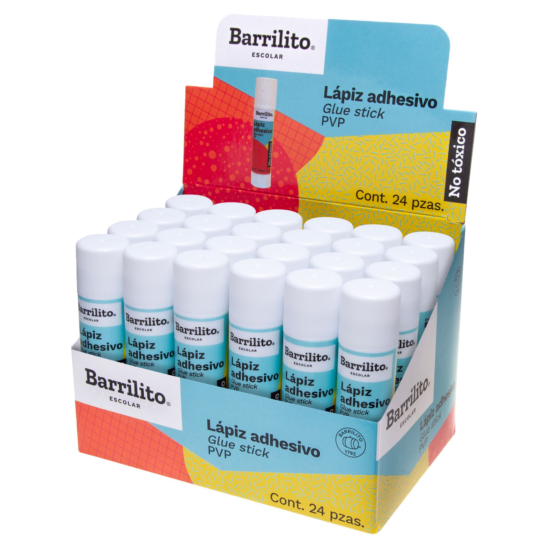 LAPIZ ADHESIVO DE 9GRS 9GCH CON 24 PIEZAS BARRILITO